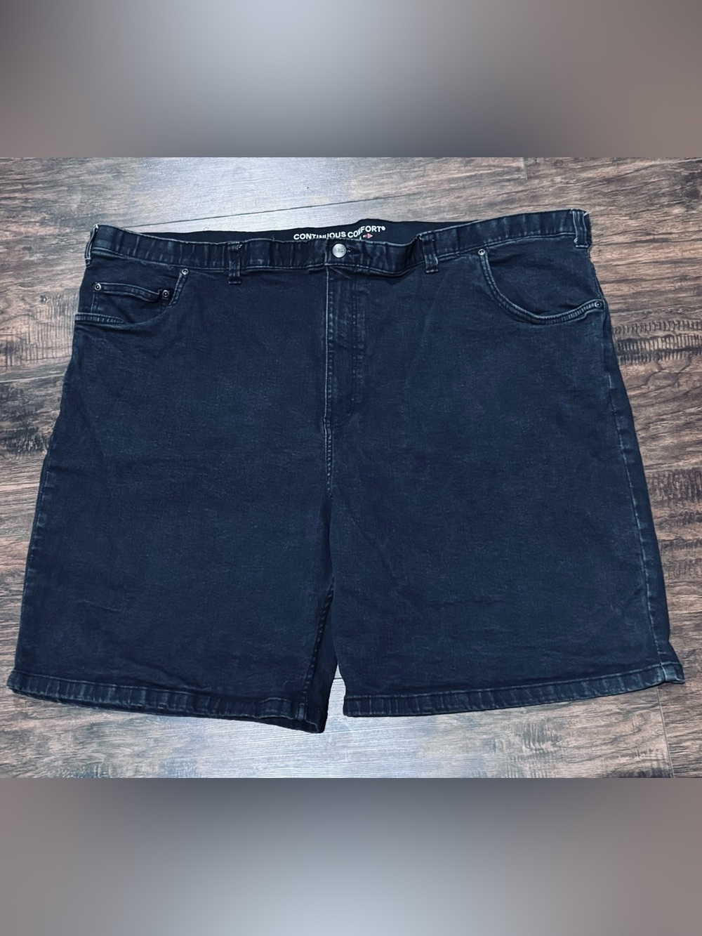 Harbor Bay Mens Big & Tall Black Denim Jean Shorts Comfort Waist Zip Pockets